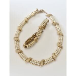 Vintage MCM Crown Trifari Swirl and Whirl Necklace and Bracelet